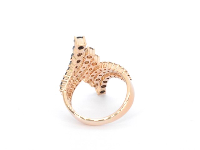 Rosé gouden ring met champagne en zwart gekleurde diamanten - afbeelding 7 van  9