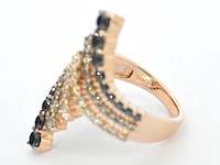 Rosé gouden ring met champagne en zwart gekleurde diamanten - afbeelding 9 van  9