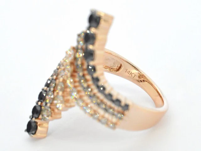Rosé gouden ring met champagne en zwart gekleurde diamanten - afbeelding 11 van  11