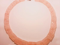 Rose quartz 'big necklace' massieve collier ketting met blokjes - afbeelding 1 van  3