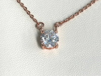 Rose solitair halsketting met briljant - afbeelding 1 van  4