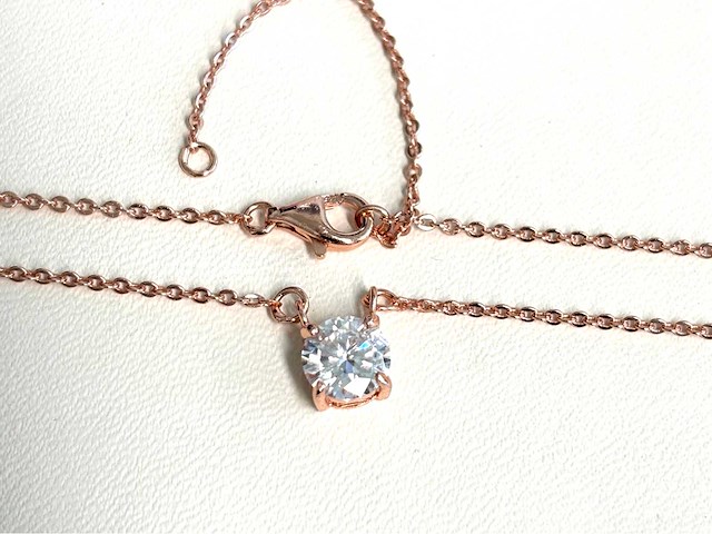 Rose solitair halsketting met briljant - afbeelding 2 van  4