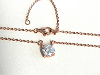 Rose solitair halsketting met briljant - afbeelding 2 van  4