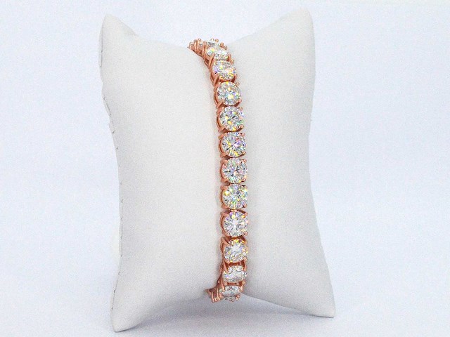 Rose tennisarmband met briljanten - afbeelding 8 van  9