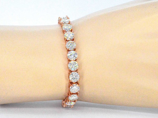 Rose tennisarmband met briljanten - afbeelding 2 van  9