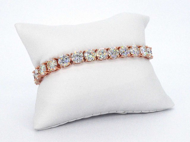 Rose tennisarmband met briljanten - afbeelding 5 van  9