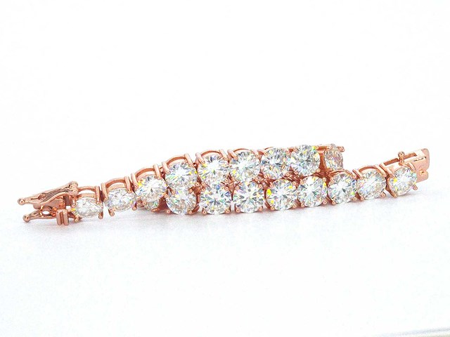 Rose tennisarmband met briljanten - afbeelding 6 van  9