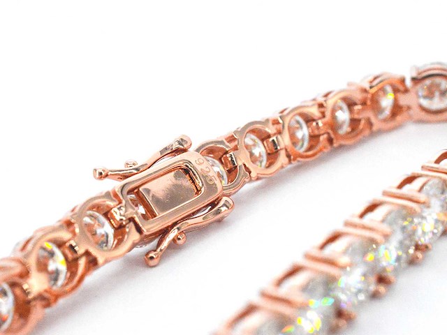 Rose tennisarmband met briljanten - afbeelding 9 van  9