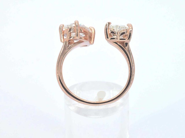 Rosé zilveren ring met hartvormige en ovale stenen - afbeelding 2 van  10