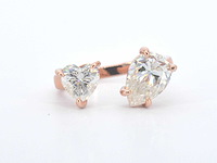 Rosé zilveren ring met hartvormige en ovale stenen - afbeelding 1 van  10