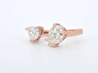 Rosé zilveren ring met hartvormige en ovale stenen - afbeelding 6 van  10