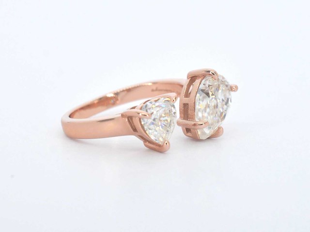 Rosé zilveren ring met hartvormige en ovale stenen - afbeelding 7 van  10