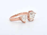 Rosé zilveren ring met hartvormige en ovale stenen - afbeelding 7 van  10