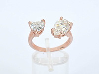 Rosé zilveren ring met hartvormige en ovale stenen - afbeelding 8 van  10