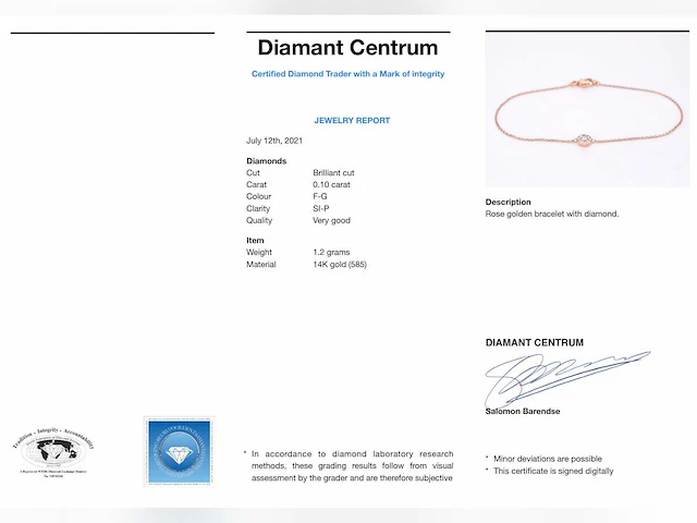 Rosegouden armband diamant 0.10 ct - afbeelding 7 van  7