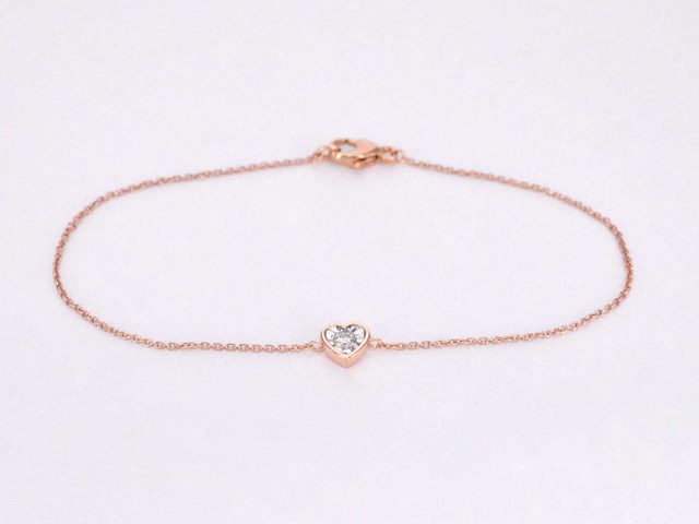Rosegouden armband diamant hartje 0.10 carat - afbeelding 1 van  7