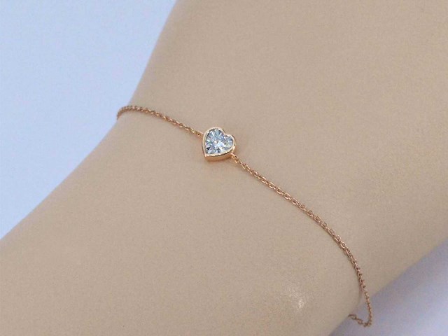 Rosegouden armband diamant hartje 0.10 carat - afbeelding 2 van  7