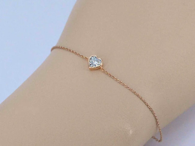 Rosegouden armband hartje diamant - afbeelding 2 van  7