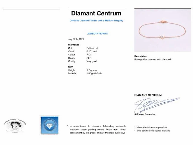 Rosegouden armband hartje diamant - afbeelding 7 van  7