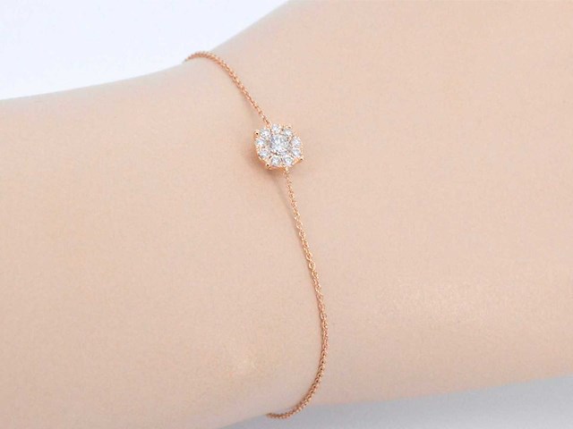 Rosegouden armband met diamanten bedel - afbeelding 2 van  7