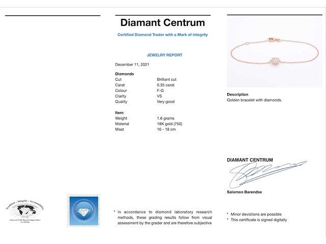 Rosegouden armband met diamanten bedel - afbeelding 2 van  4