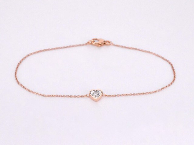 Rosegouden armband met diamanten hartje 0.10 carat - afbeelding 1 van  7