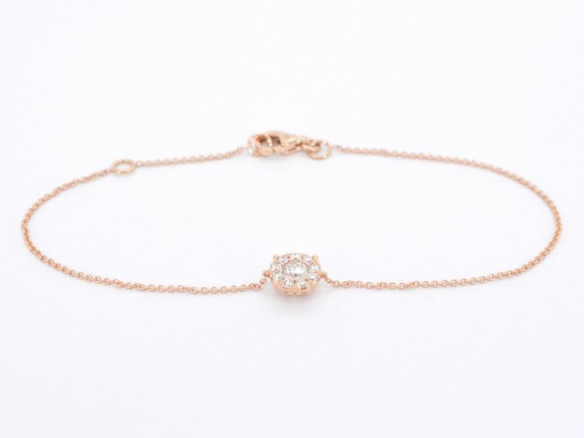 Rosegouden armband met een diamanten bedel - afbeelding 1 van  8
