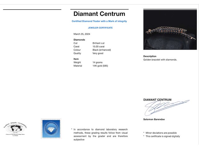 Rosegouden armband met zwarte briljant diamanten 15.00 carat - afbeelding 3 van  9