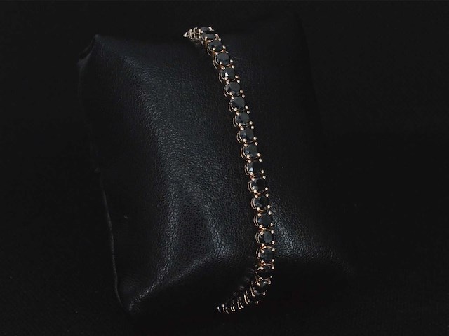 Rosegouden armband met zwarte briljant diamanten 15.00 carat - afbeelding 5 van  9