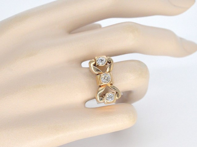 Rosegouden art deco ring met diamanten - afbeelding 5 van  12