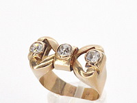 Rosegouden art deco ring met diamanten - afbeelding 6 van  12