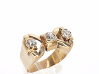 Rosegouden art deco ring met diamanten - afbeelding 7 van  12