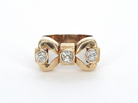 Rosegouden art deco ring met diamanten - afbeelding 9 van  12