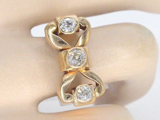 Rosegouden art deco ring met diamanten - afbeelding 12 van  12