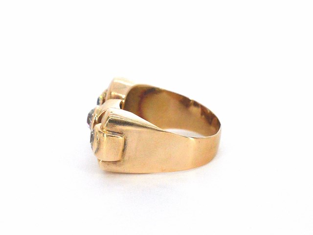 Rosegouden art deco ring met diamanten - afbeelding 8 van  12
