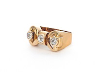 Rosegouden art deco ring met diamanten - afbeelding 11 van  12