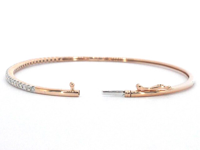 Rosegouden bangle armband met natuurlijke briljant geslepen diamanten - afbeelding 6 van  9
