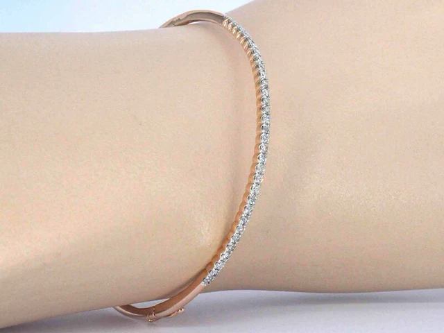 Rosegouden bangle armband met natuurlijke briljant geslepen diamanten - afbeelding 2 van  9