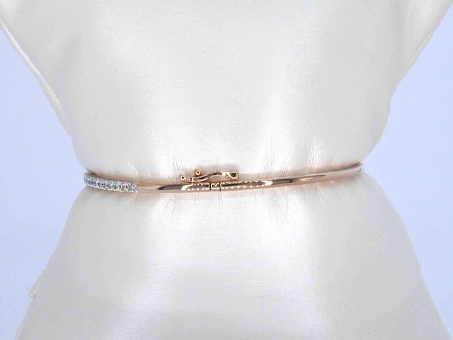 Rosegouden bangle armband met natuurlijke briljant geslepen diamanten - afbeelding 5 van  9