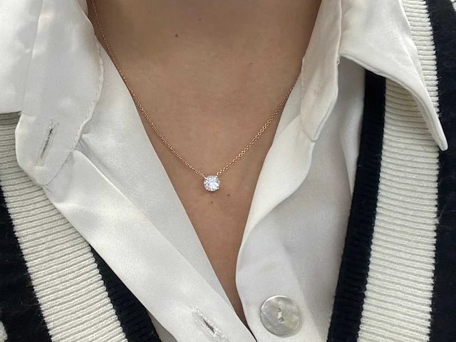 Rosegouden collier briljant 1.00 ct - afbeelding 3 van  10
