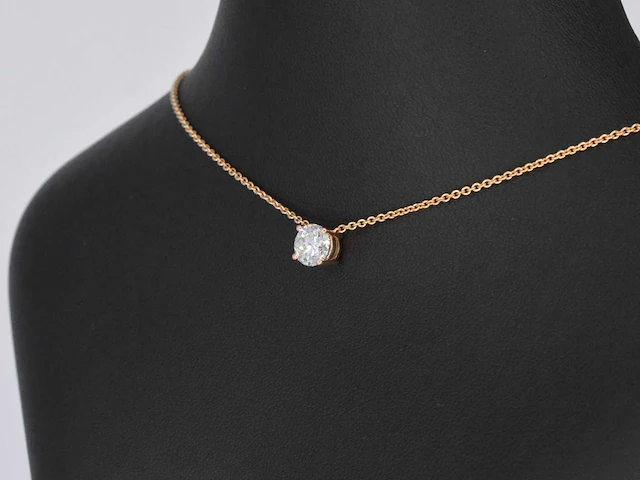 Rosegouden collier briljant 1.00 ct - afbeelding 6 van  10