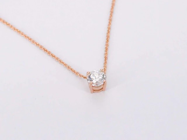 Rosegouden collier briljant 1.00 ct - afbeelding 9 van  10
