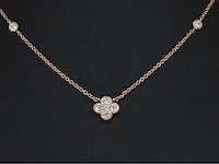 Rosegouden collier klavervier diamant