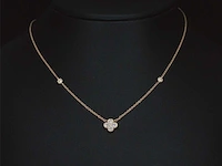 Rosegouden collier klavervier diamant - afbeelding 2 van  8