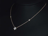 Rosegouden collier klavervier diamant - afbeelding 4 van  8