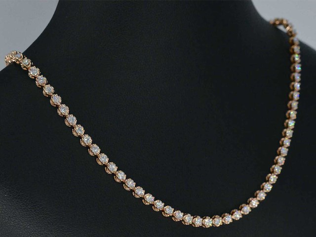 Rosegouden collier met 107 briljant geslepen diamanten - afbeelding 7 van  11
