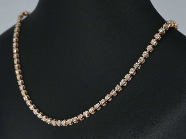 Rosegouden collier met 107 briljant geslepen diamanten - afbeelding 6 van  11