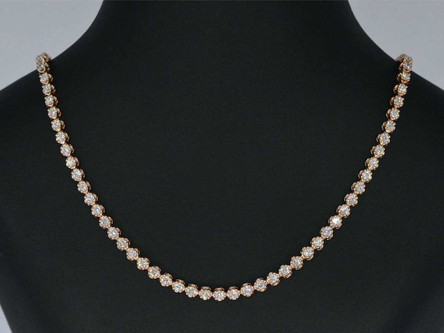 Rosegouden collier met 107 briljant geslepen diamanten - afbeelding 4 van  11