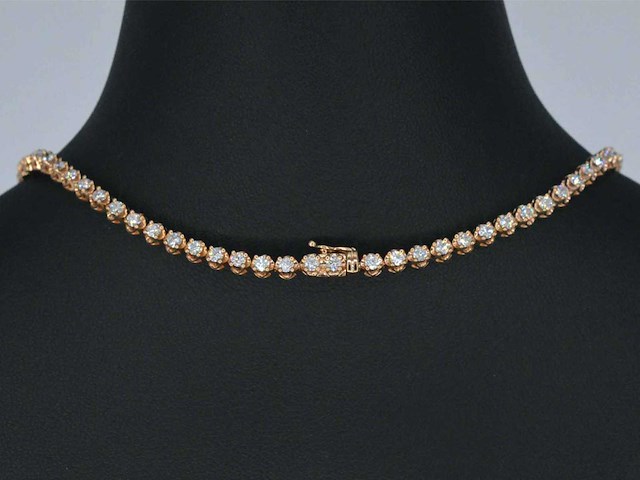 Rosegouden collier met 107 briljant geslepen diamanten - afbeelding 8 van  11