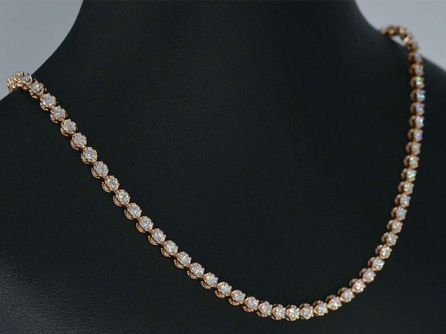 Rosegouden collier met 107 briljant geslepen diamanten - afbeelding 7 van  12